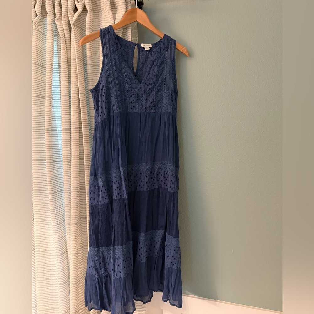 Sundance Navy Blue Sleeveless Tiered Midi Dress - Picture 2 of 5